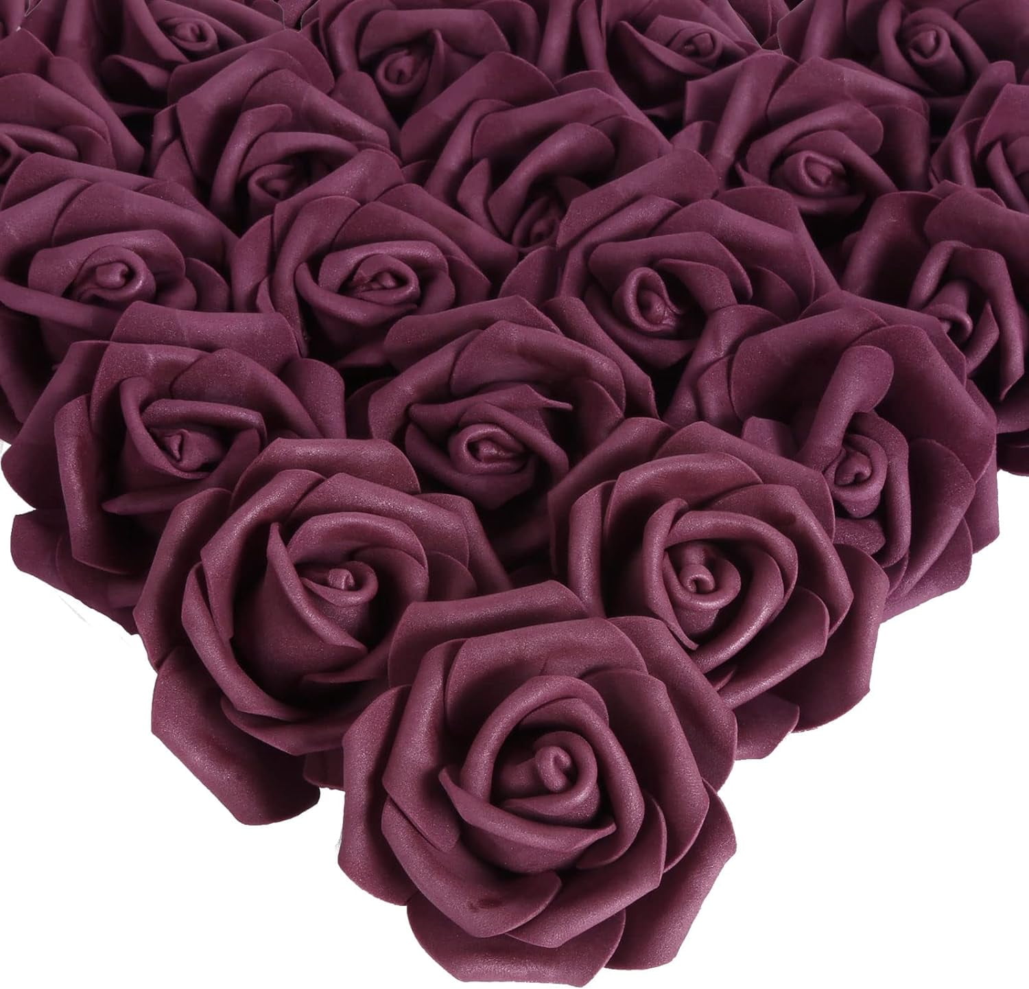 Foam Roses Artificial Flowers,Stemless Plum Foam Fake Roses Heads 3inch ...