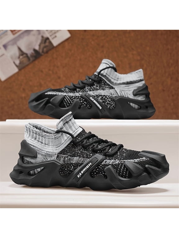 Foam Runner Shoes - Lightweight EVA Sole - Fabric Upper - Men's Breathable Running Shoes - Low-Top Lace-Up Design for Gym, Jogging & Casual Wear - All-Season Comfort (Black)