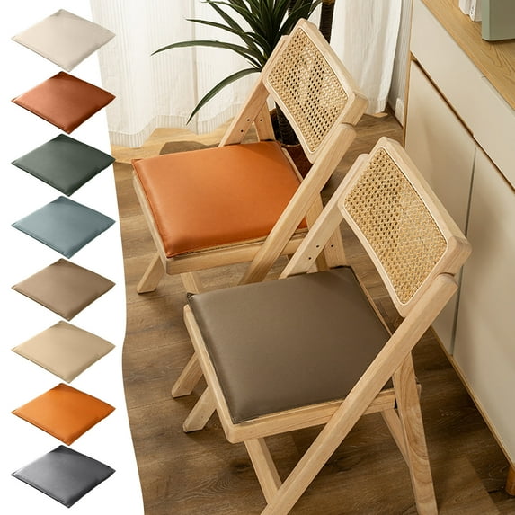 Foam Seat Cushion for Office Chair | Breathable Thin Leather Pad | Superior Comfort & Slip-Resistant | Removable Zippered Cover | 15.74"x15.74"x1.57" | Multiple Colors | 1 Pack