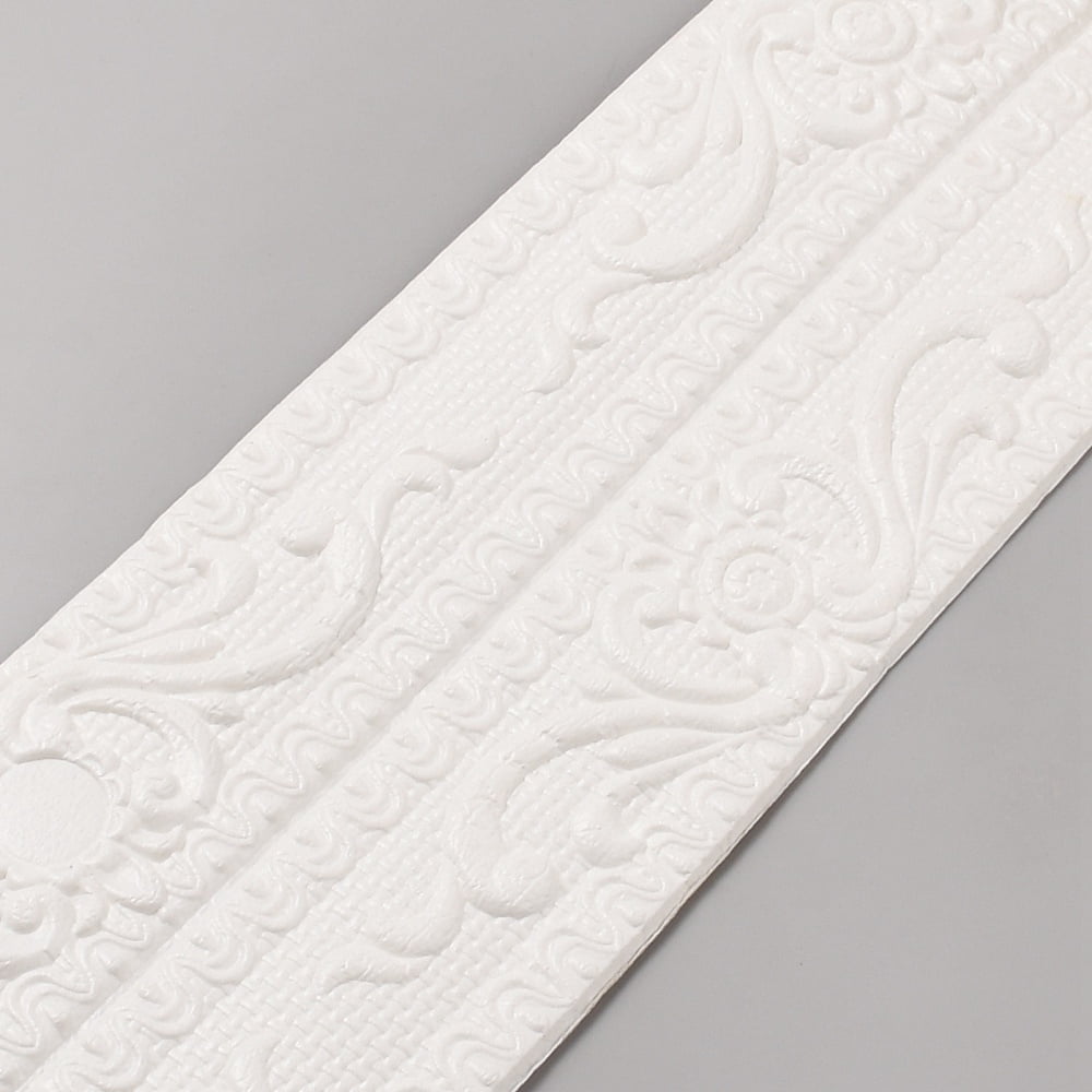 Foam Self-Adhesive Flexible Molding Trim Ceiling Molding Wall Trim for Furniture Door Wardrobe Home Decor Imitation Gesso Lines White 2285~2300x117~120x4mm