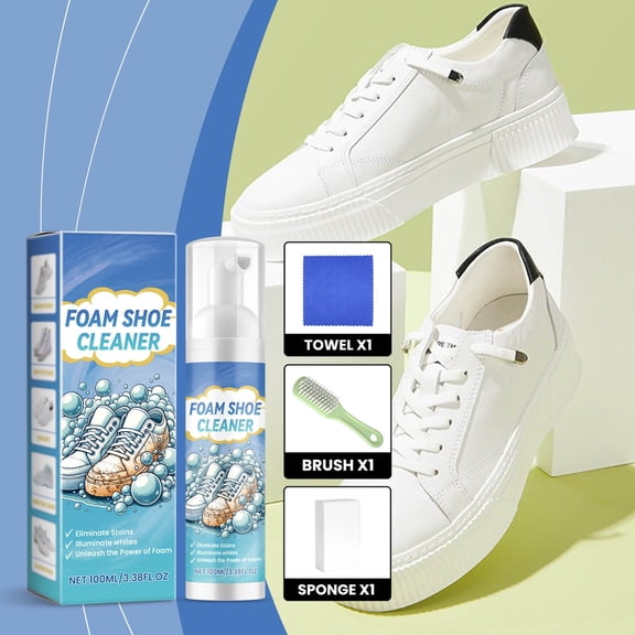 Foam Shoe Cleaner,Suede Shoe Cleaner Kit,Powerful Sneaker Cleaner for White Shoes, Removes Stains & Yellowing, Gentle Formula Safe on Leather, Canvas & Mesh