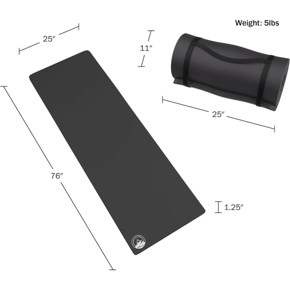 Foam Sleeping Pad for Camping - 1.25-Inch-Thick Waterproof Sleep Pad with Carry Straps for Cots, Tents, or Sleepovers by  Outdoors (Black)