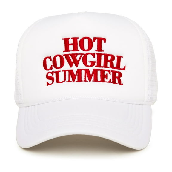 Foam Snapback Trucker Hat - Hot Cowgirl Summer (White)