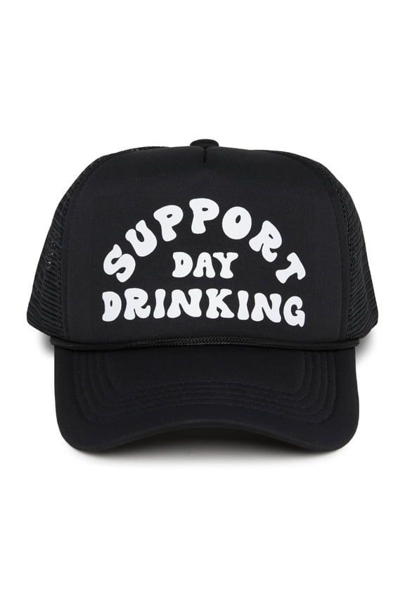 Foam Snapback Trucker Hat - Support Day Drinking (Black)