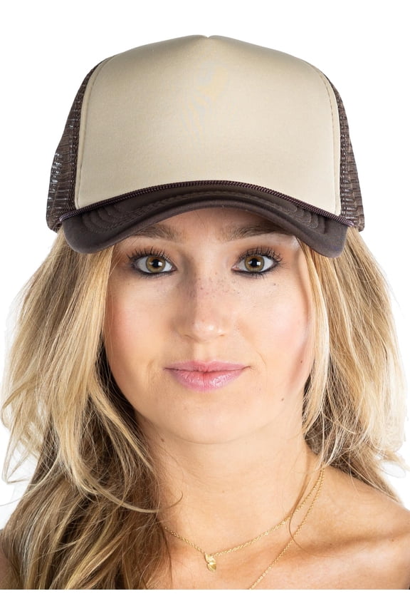 Foam Snapback Trucker Hat - Tan/Brown