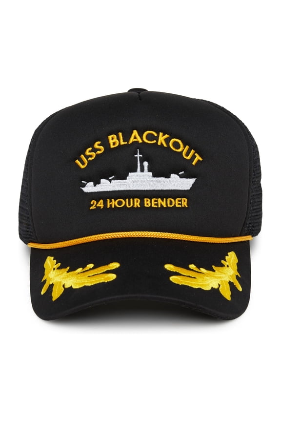 Foam Snapback Trucker Hat - USS Blackout (Black Nautical)