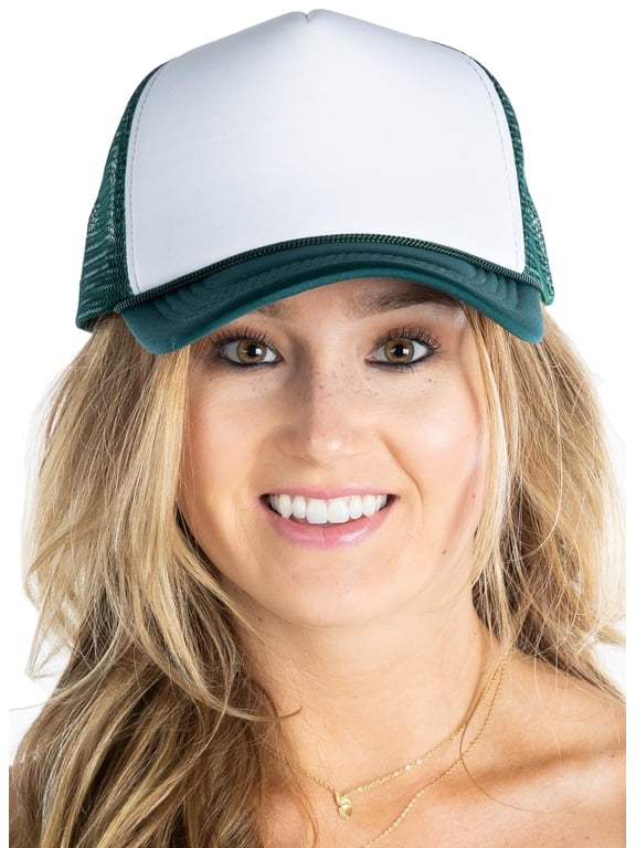 Foam Snapback Trucker Hat - White/Dark Green