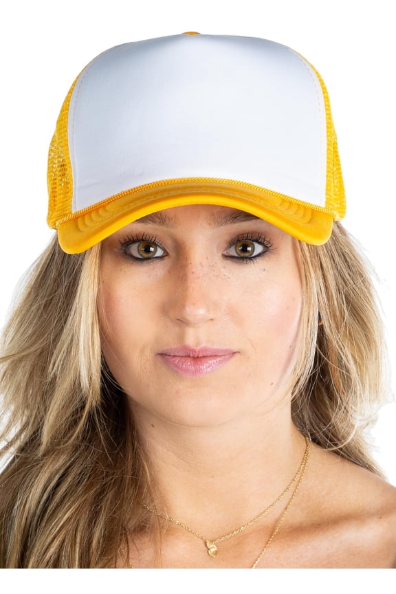 Foam Snapback Trucker Hat - White/Gold
