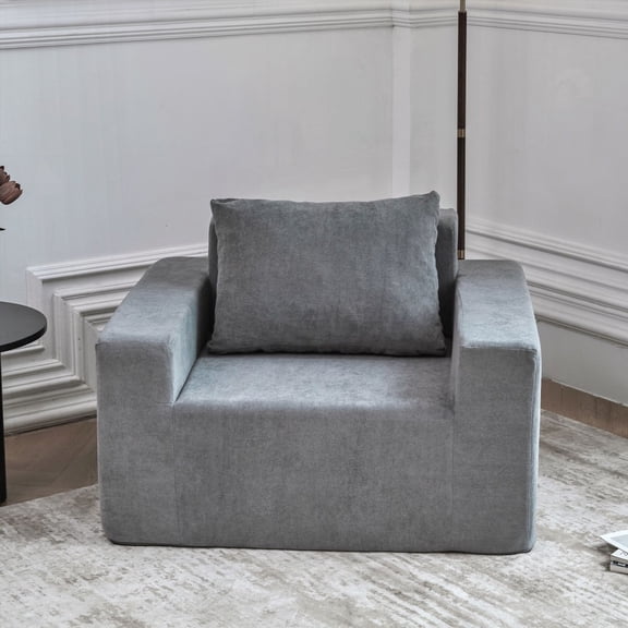 Modern Simple Fabric Single Sofa 85cm High-Density Foam with Pillow and Washable Cover