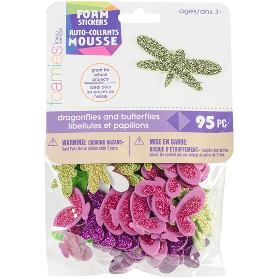 Foam Sticker Confetti Dragonfly N Butterfly Assorted Sizes & Colors 95/ Pack