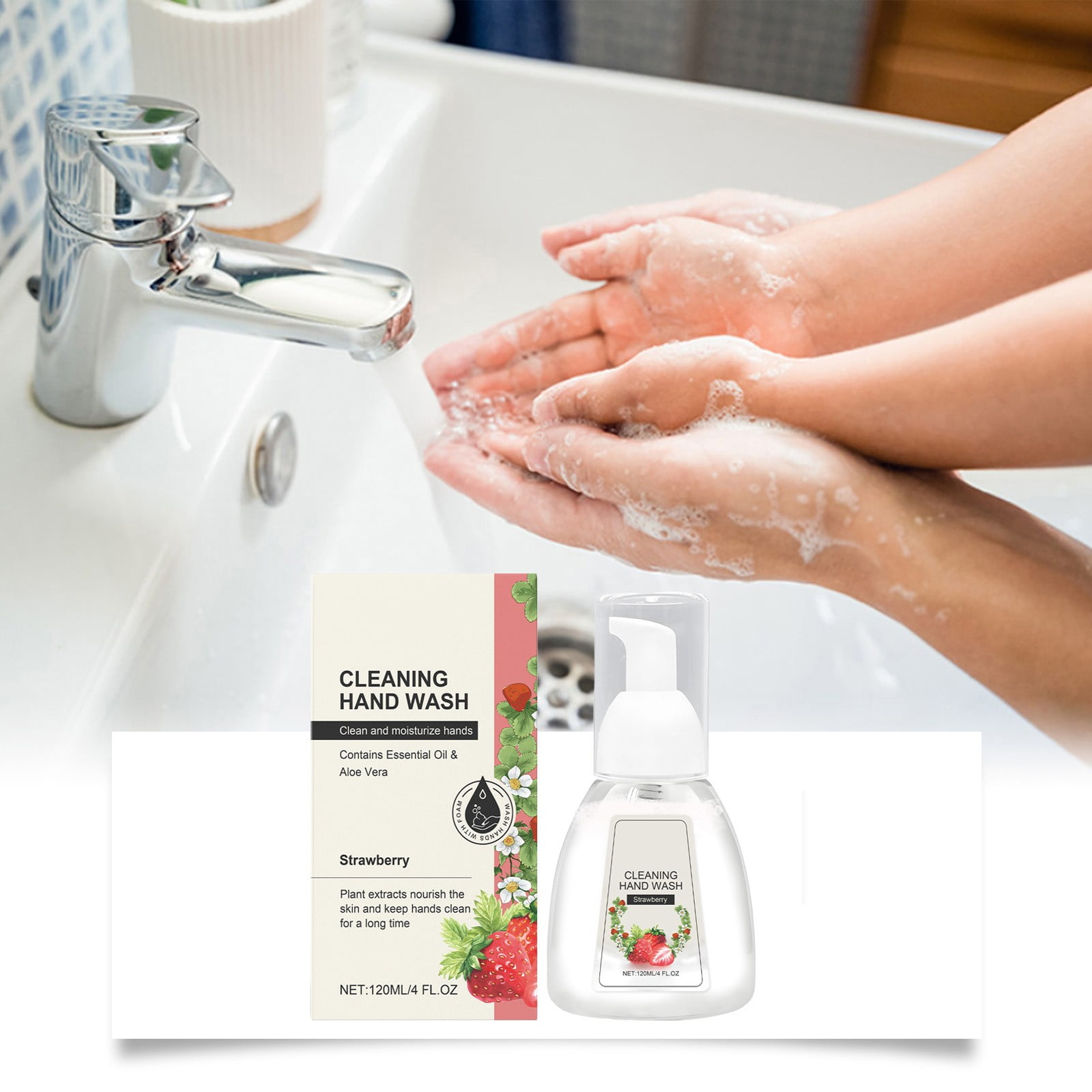 Foam Strawberry Flavor 120ml Cleaning Soothing Moisturizing Skin Set