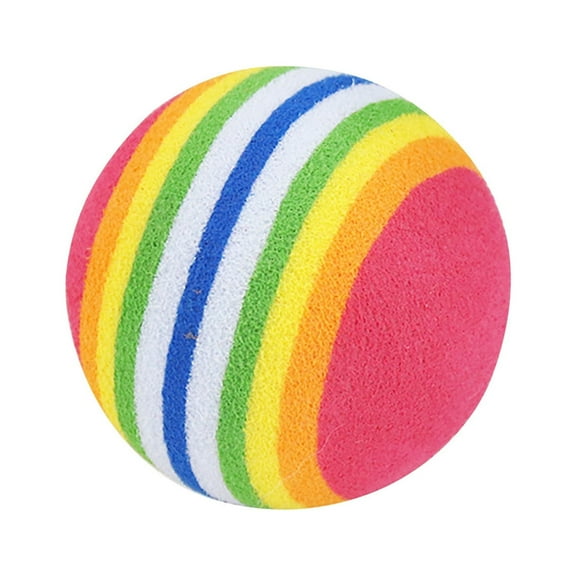 Foam Striped Rainbow Cat Toy - EVA Material, 4cm Diameter, Interactive - Lightweight, for Cats/Puppies, Chew-resistant