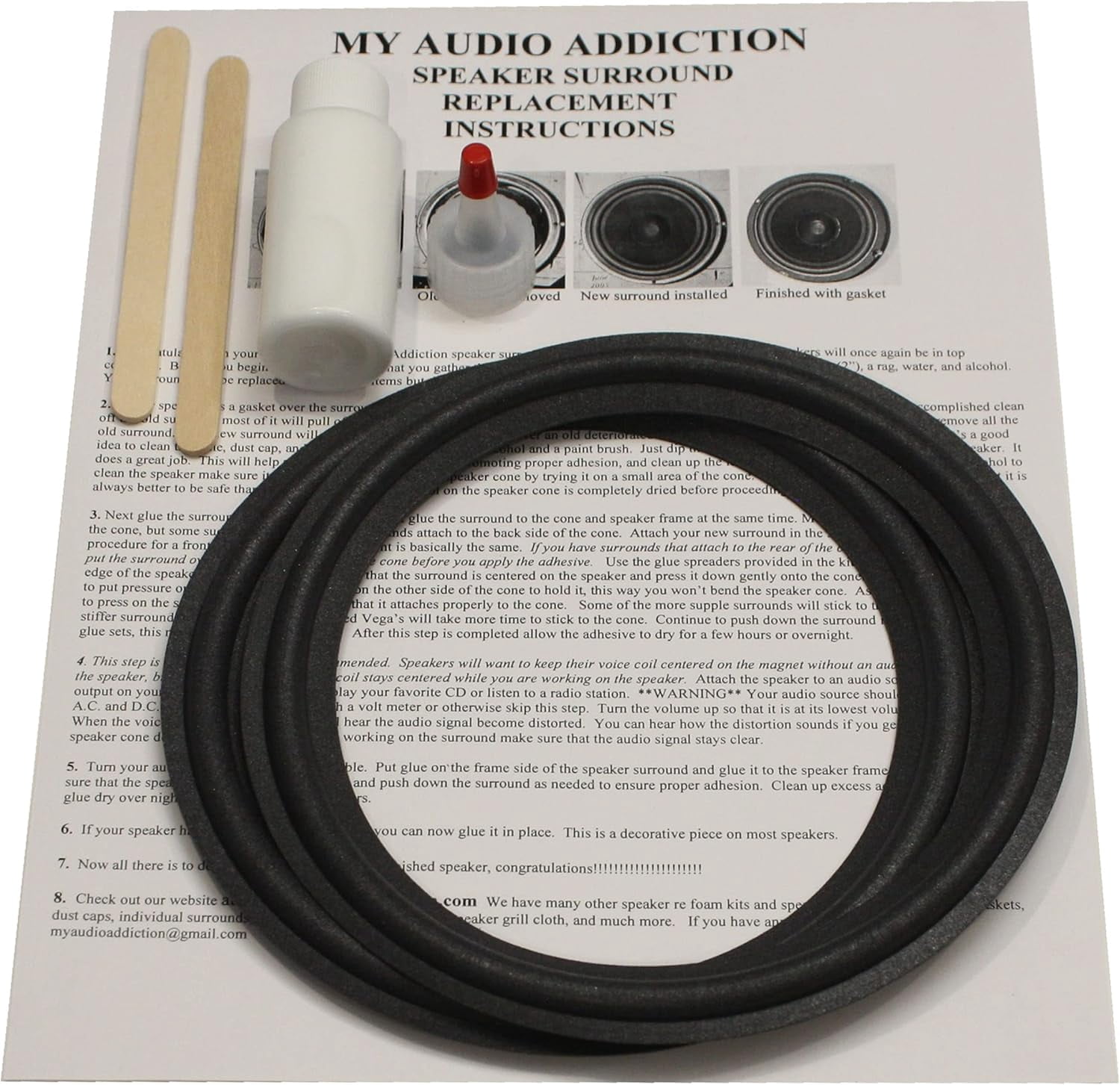 JBL LE-8, 2108, 2115, 112A, 2108 Speaker Foam Surround Repair Kit - 2LE8-02 JBL LE-8, 2108, 2115, 112A, 2108 Speaker Foam Surround Repair Kit - 2LE8-02