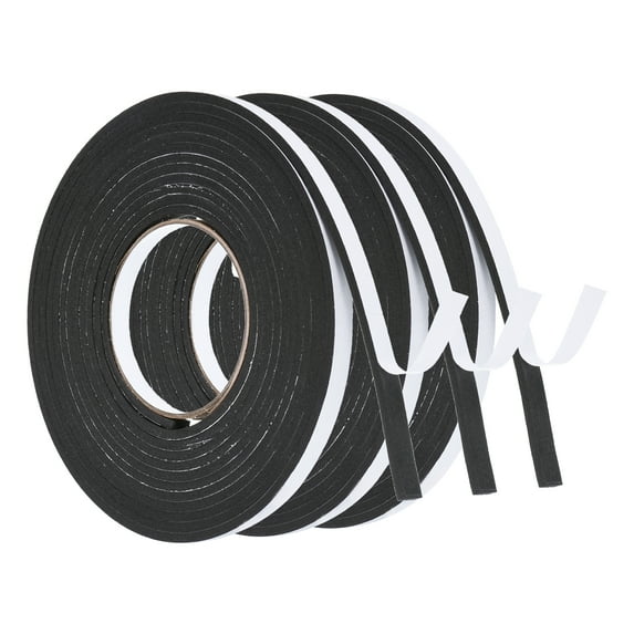 Foam Tape Weather Strip, 3 Rolls 10mmx4mmx5m Weather Stripping Door Seal EVA Foam Tape Insulation Strip