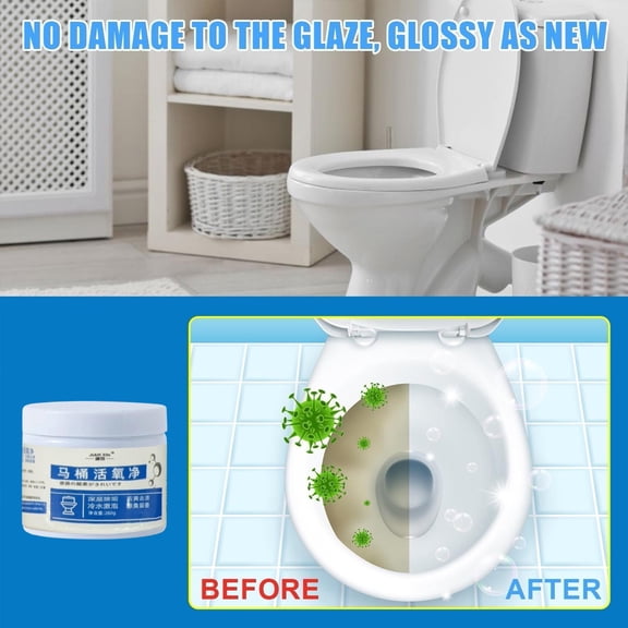 Foam Toilet Cleaner Powder with Mild Non-Corrosive Formula, Deep-Cleaning Foaming Agent for Bowl Rings Odor Removal, Safe for Glazed Porcelain Pipes Urinals Tiles and Washbasins