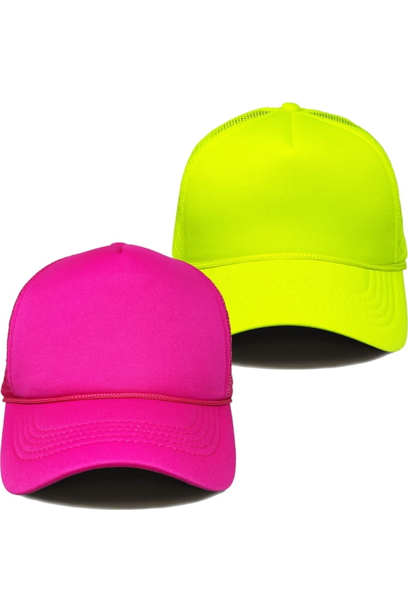Foam Trucker Hat Bundle - 2 Pack - Hot Pink & Neon Yellow