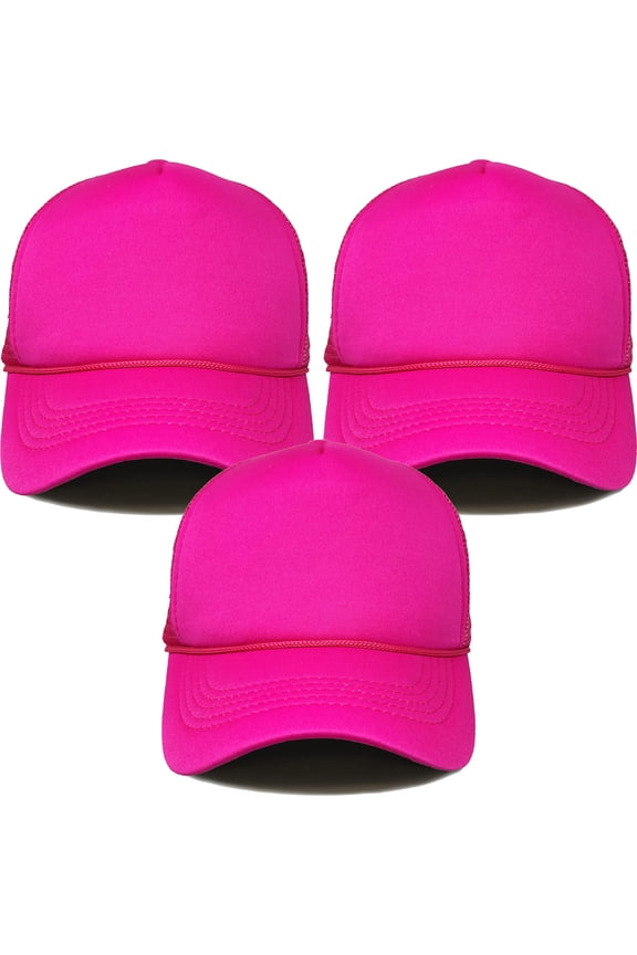 Foam Trucker Hat Bundle - 3 Pack - Hot Pink (all)