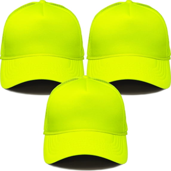 Foam Trucker Hat Bundle - 3 Pack - Neon Yellow (all)
