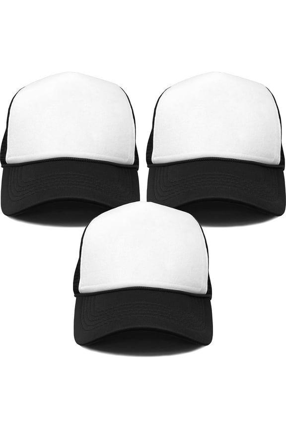 Foam Trucker Hat Bundle - 3 Pack - White/Black (all)