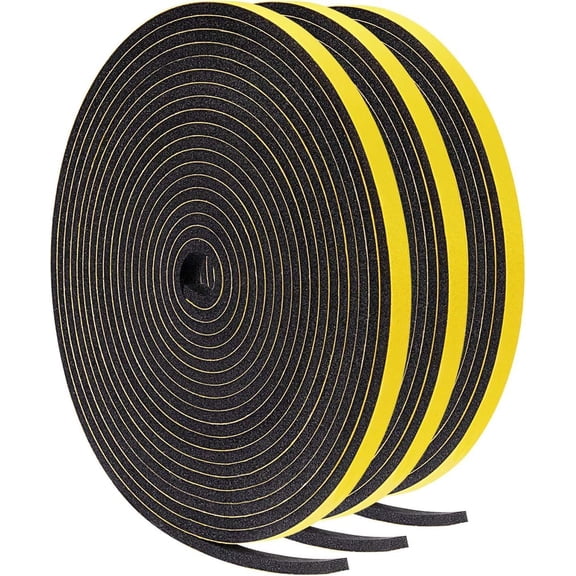 Foam Weather Stripping 1/4" W X 1/4" T, Foam Tape Insulation Soundproofing Strips Tape Gasket Seal for Sliding Door Frame and Window, Door Jamb, Total 30 Ft (3 X 10 Ft Each)