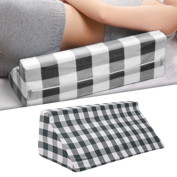 Foam Wedge Pillows, Breathable Leg Bolster, Positioning Triangle Cushion, Side Sleeping Cushion, Slanted Bed Wedge for Adults Elderly , Green Lattice, 50x25x15cm
