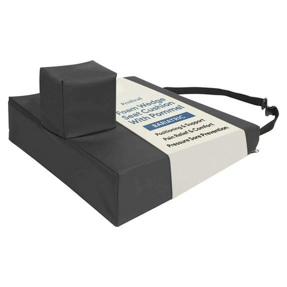 Foam Wedge Seat Cushion with Pommel, Bariatric 22" x 16" x 4" - 2" - Promotes Good Posture and Proper Hip Positioning - High Density Foam, Stretch Nylon Cover - Back, Tailbone, Coccyx Support