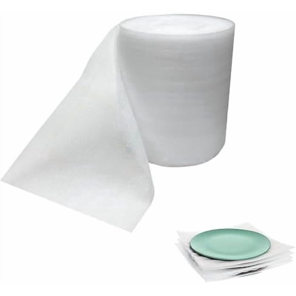 Foam Wrap Roll 10 Inch Wide x 50 FT Length Packing Foam Roll for Moving Supplies and Protection for Fragile, Cushioning Foam Packing Sheets for Wrapping Dish Packing Material