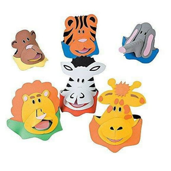 Foam Zoo Animal Sun Visors - Party Wear - 12 Pieces