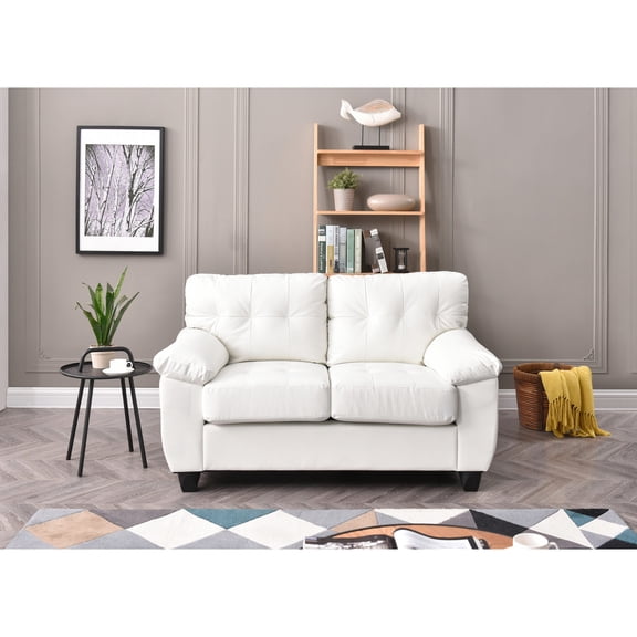 Foam - filled white loveseat for two / Relaxing and elegant seating option