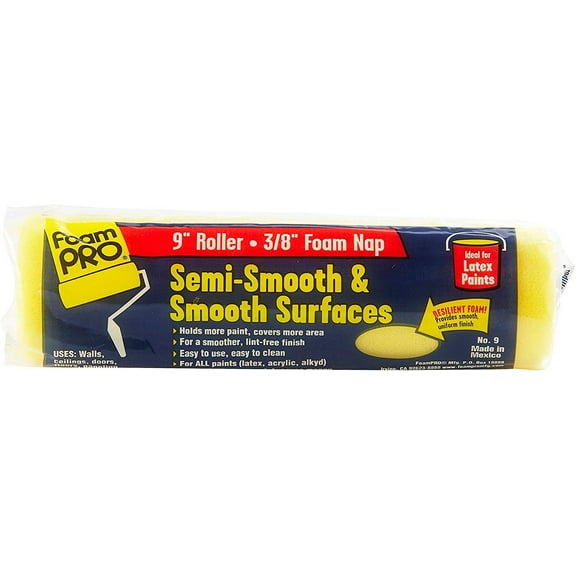 FoamPRO 9 9" Smooth & Semi-Smooth Surface Roller Cover, 9" x 3/8" , Pack of 1