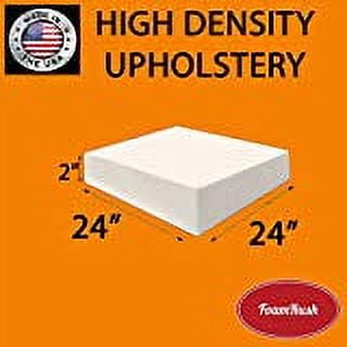 FoamRush 2" H x 24" W x 24" L Upholstery Foam Cushion High Density (Chair Cushion Square Foam for Dinning Chairs, Wheelchair Seat Cushion Replacement)