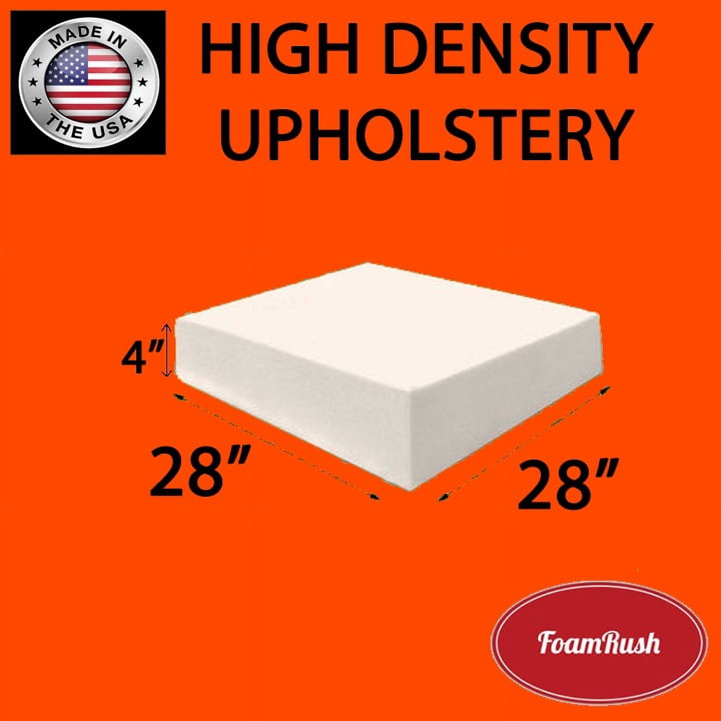 Foamma 4 x 28 x 28 High Density Upholstery Foam Padding, Thick-Custom Pillow, Chair, and Couch Cushion Replacement Foam, Craft Foam Upholstery