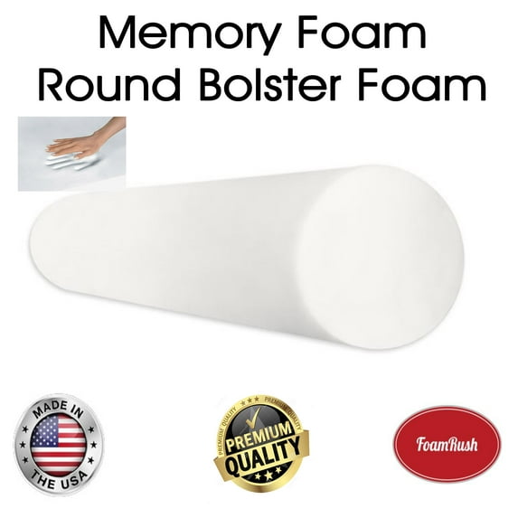 FoamRush 8" Diameter x 28" Long Round Bolster Memory Foam Roll Insert Replacement (Ideal for Home Accent Décor Positioning and General Fitness)