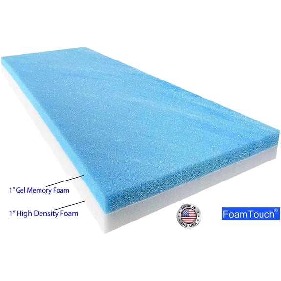 FoamTouch 2" Height x 24" Width x 72" Length Camper/RV bunk Mat with Gel Memory Foam -No Cover