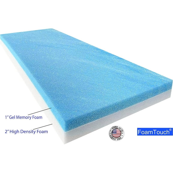 FoamTouch 3"x24"x72" Cool Gel Memory Foam Bench Cushion Replacement Medium Firm (Seat Replacement, Upholstery Sheet, Upholstery Foam, Mattress, Sofa Cushion, Foam Rubber Padding, Couch)