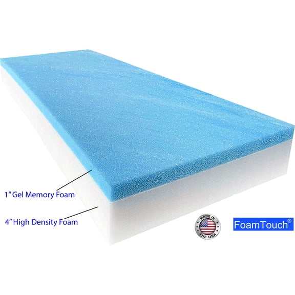 FoamTouch 5" Height x 24" Width x 72" Length Camper/RV bunk Mat with Gel Memory Foam -No Cover