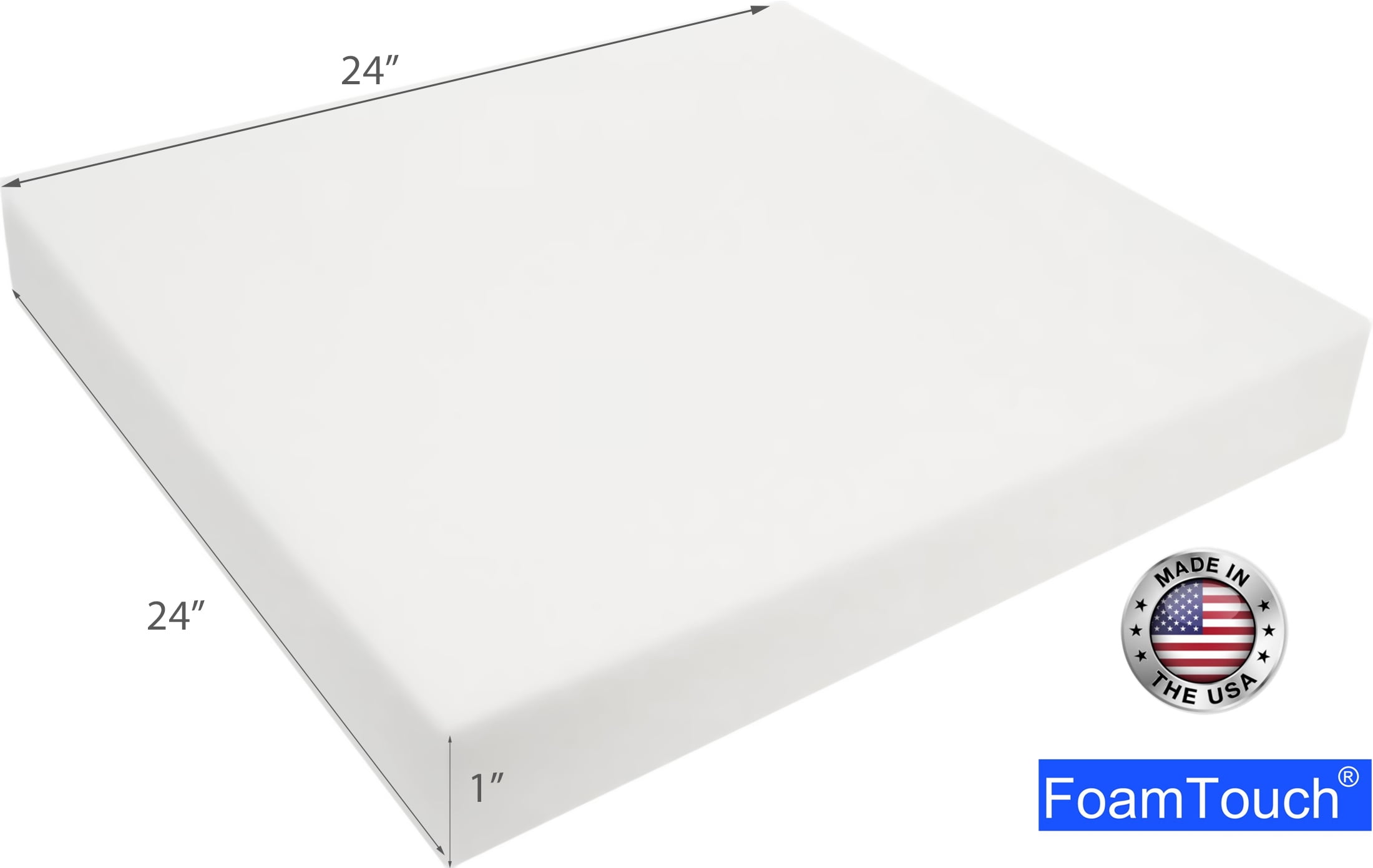FoamTouch High Density 1 inch Height, 24 inches Width, 24 inches Length  Upholstery Foam, White