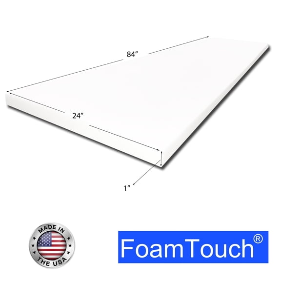 FoamTouch Upholstery Foam Cushion High Density 1'' Height x 24'' Width x 84'' Length