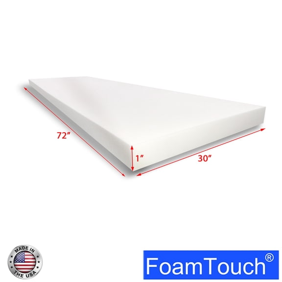 FoamTouch Upholstery Foam Cushion High Density 1'' Height x 30'' Width x 72'' Length