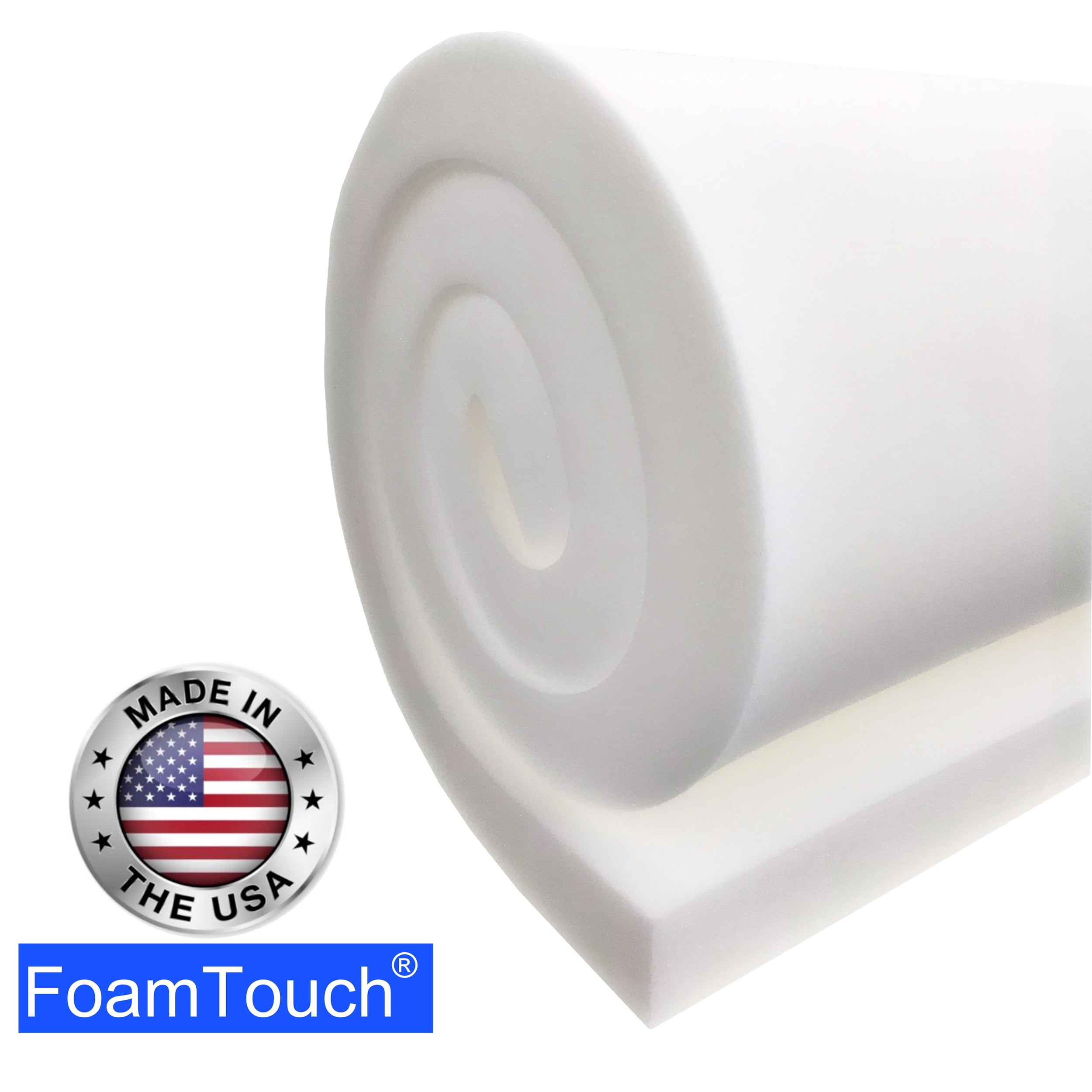 High Density Upholstery Foam Cushion 6x 24x 80 (Firm) 1.8 lb/per cubic  ft density with a 48lb ILD) Couch Cushion Replacement, Foam Padding (White)