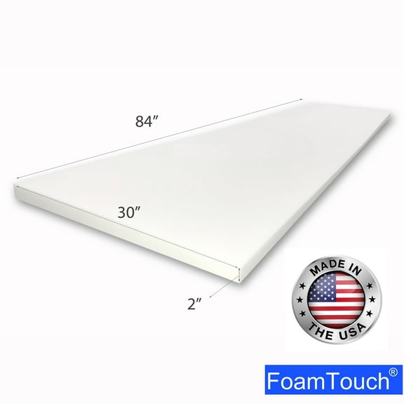 FoamTouch Upholstery Foam Cushion High Density 2'' Height x 30'' Width x 84'' Length