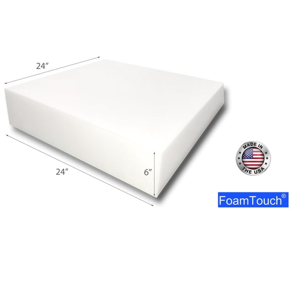 FoamTouch Upholstery Foam Cushion High Density 6'' Height x 24'' Width x 24'' Length
