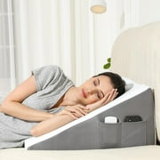 Flyxunfri Bed Wedge Pillow for Sleep Apnea, 10 Inches Triangle Body Positioner with Memory Foam, Acid Reflux Pillow, Anti-Snore, Back Pain Relief, Post-Surgery