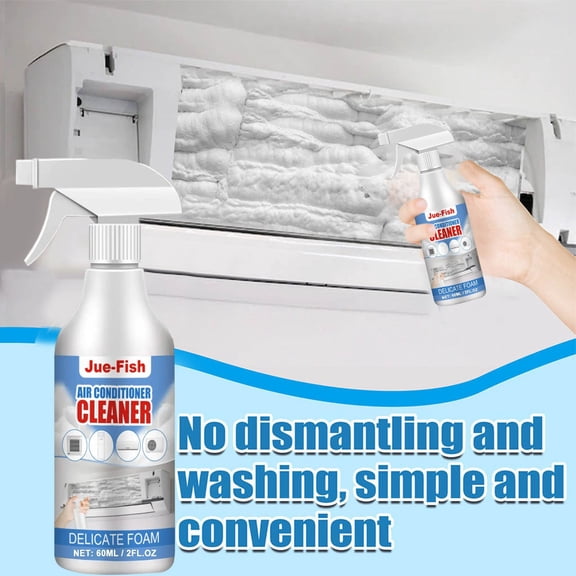 Foaming AC Coil Cleaner: Multi Purpose Foam Spray No Rinse Deep Clean Deodorizes Evaporator Condenser for Home AC HVAC Technicians DIY - 2Fl.oz