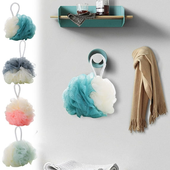 Foaming Bath Sponge | Two-Color Mesh Bath Puff - Skin-Friendly, Gentle Exfoliating Shower Loofah for Sensitive Skin | 11cm | Hanging Loop | Single Unit | Soft, Dense Cleaning