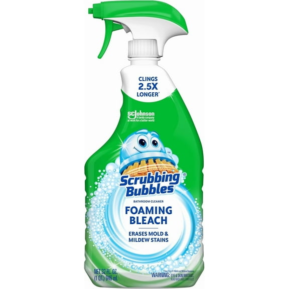 Foaming Bleach Bathroom and Shower Cleaner Disinfectant Spray, Helps Erase Mold & Mildew, 32oz