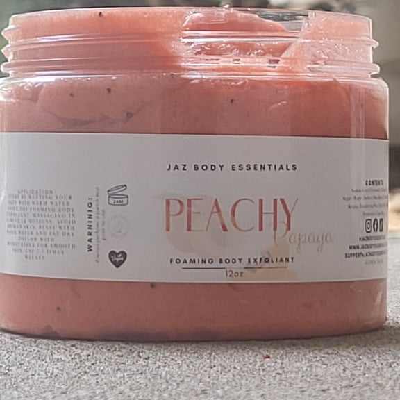 JAZ Body Essentials Foaming Body Scrub with Peachy Papaya, 12oz
