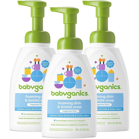 Foaming Dish Soap, Pump Bottle, Fragrance Free, 16oz, 3 Pack