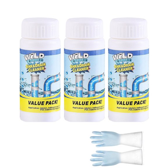 Foaming Drain Cleaner For Toilet Sink Pipe Unclogger 3 Pack With Gloves Fast Acting Safe For Pvc Pipes