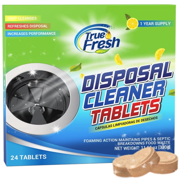 True Fresh Foaming Garbage Disposal Cleaner and Deodorizer 24 Pack Disposer Cleaner Tablets - Lemon Scent